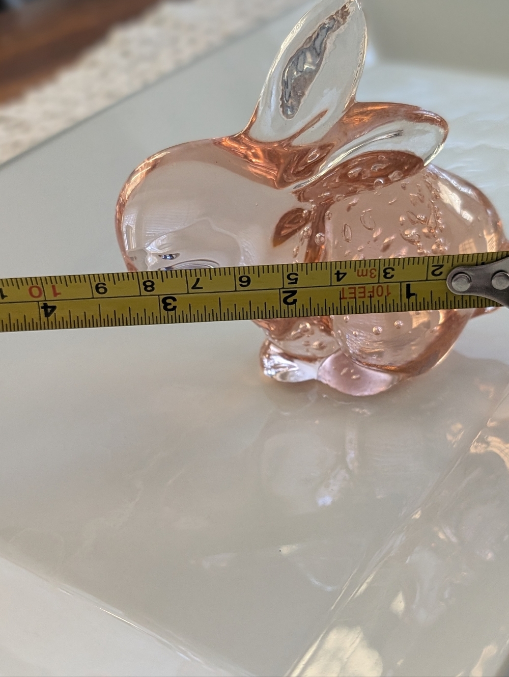 Pink Fenton Glass Bunny Paperweight Figure. Hand Blown Glass Bunny Rabbit - Picture 6 of 7